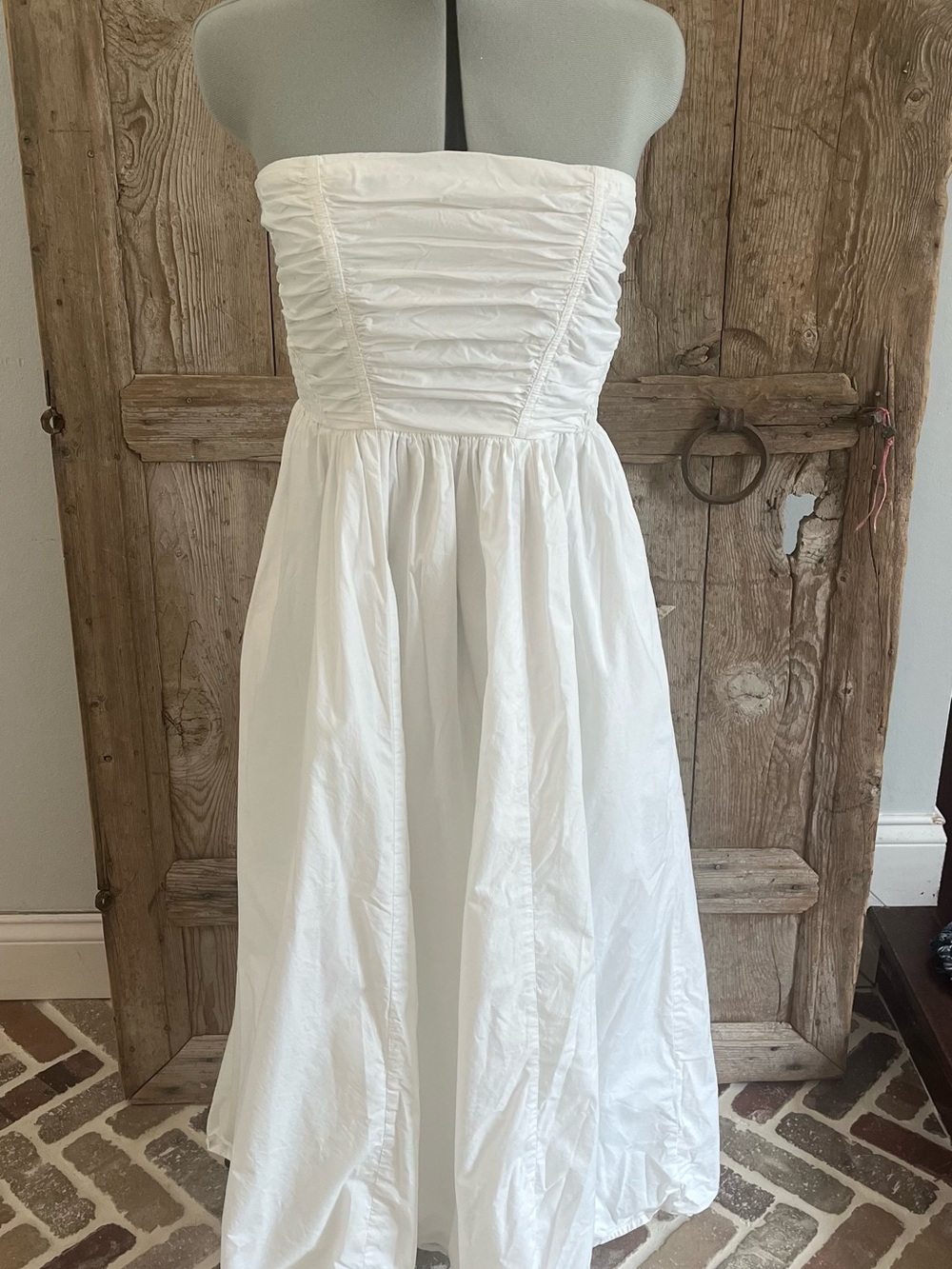 Strapless White Ruched Bodice American Eagle Maxi Dress